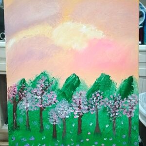Pink and Green Landscape Art Print